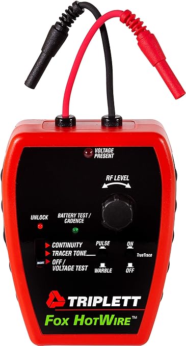 Triplett 3388 Fox & Hound HotWire Live Wire Tone and Probe Wire Tracing Kit with Adjustable Sensitivity - Traces Wires from 0 ~ 250 VAC and up to 1000 ft,Black
