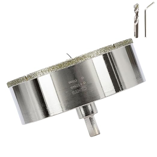 4-1/2inch | 115mm Diamond Hole Saw with Center Drill bit and Diamond-Coated Center Drill bit for Ceramic Glass Marble Fiberglass Granite and Porcelain Tiles by CENYB