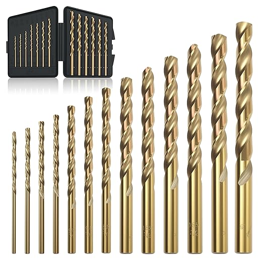 13Pcs Cobalt Drill Bit Set (1/16"-1/4"), M35 HSS, 135 Degree Tip, Twist Jobber Length for Hardened Metal, Stainless Steel, Cast Iron, Wood, and Plastics, with Index Storage Case