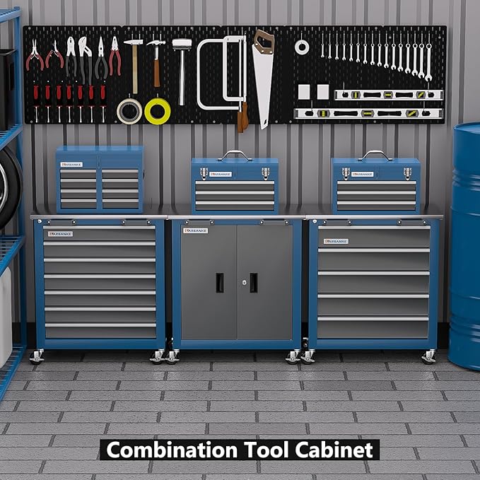7-Drawer Rolling Toolbox,Tool Box with 360° Lockable Wheels and Padded Feet,Tool Chest with Keyed Locking System and Drawer Liners,can be Combined Storage System with Tool Chest