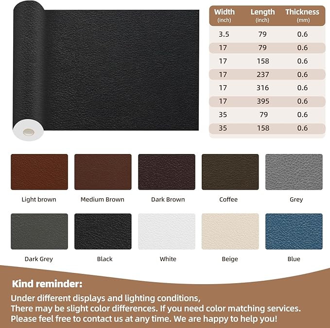 Shagoom Leather Repair Patch, Repair Patch Self Adhesive Waterproof, DIY Large Leather Patches for Couches, Furniture, Kitchen Cabinets, Wall （Light Brown, 3.5X79 Inch）