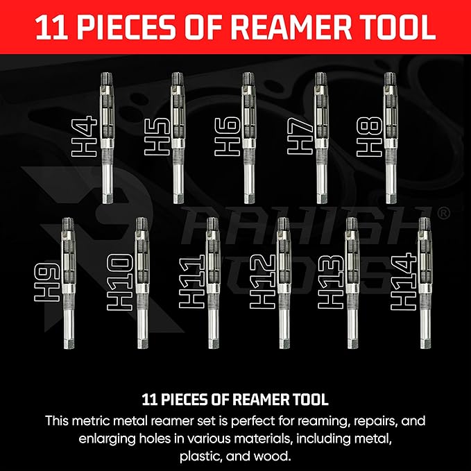 Adjustable Hand Reamer Tool H4 to H14 Sizes - 15/32" to 1-1/2” Reaming Tool for Precise Hole Finishing with 6 Carbon Steel Blades - Hand Tools Reamers for Metal & Wood - 11.90mm - 38.10mm