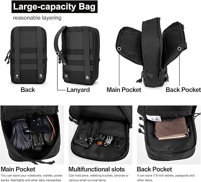 Mardingtop Molle Tactical Utility Pouch, EDC Admin Pouch Bag, Molle Attachment Military Modular Attachment
