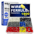New Age America® 1800pcs Wire Ferrules Kit | AWG 22-8 | Copper & Nylon | Insulated Cord Pin End Terminal | Cable Ferrules | Wire Ends Terminal Kit | AWG 22, 20, 18, 16, 14, 12, 10, 8 | Connectors