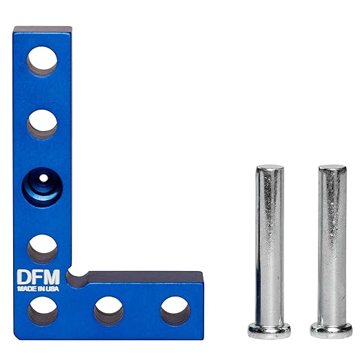 Small Square and Center Finder - Mini Square Tool with 11/32" Center Marking Hole Woodworking, Carpenter Engineering Square, Center Marking Tool, Made in USA - Blue