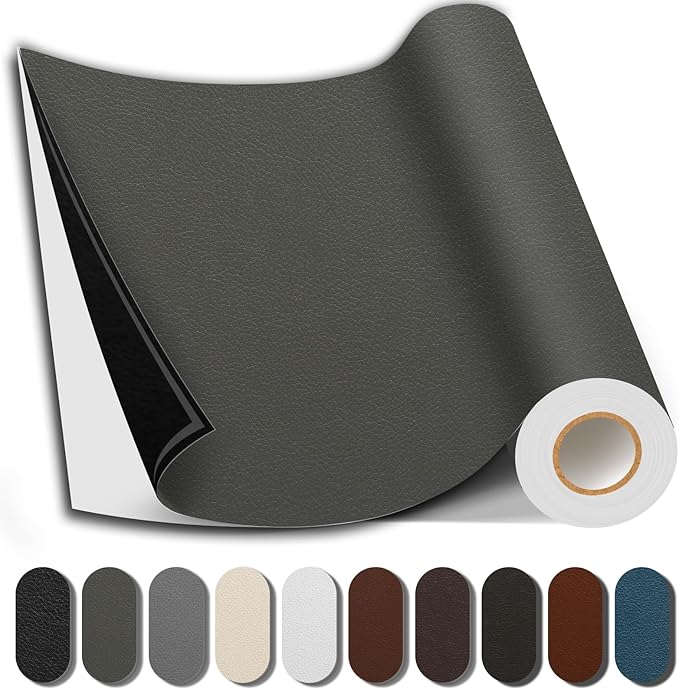 Leather Repair Patch, 35X79 Inch Repair Patch Self Adhesive Waterproof, DIY Large Vinyl Patches for Couches, Furniture, Kitchen Cabinets, Wall （Dark Grey, 35X79 Inch）