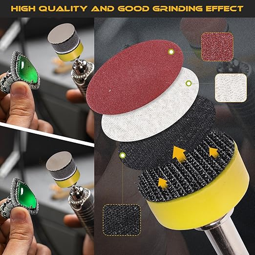 365 PCS 1 Inch Sanding Disc, GOH DODD Hook and Loop 60 to 10000 Grit Wet Dry Sandpaper Micro Sand Paper with 1/8" 1/4" Shank, Backing Pad, Foam Pads for Auto Metal Glass Resin Wood Polishing Sanding