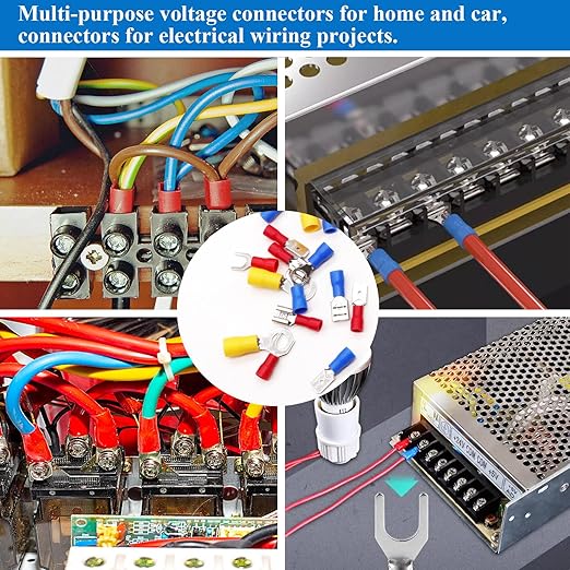 Tnisesm 301Pcs Insulated Wire Electrical Connectors Assortment Kit with Ring, Spade, Butt, Quick Disconnect, Crimp Automotive Cable Terminals