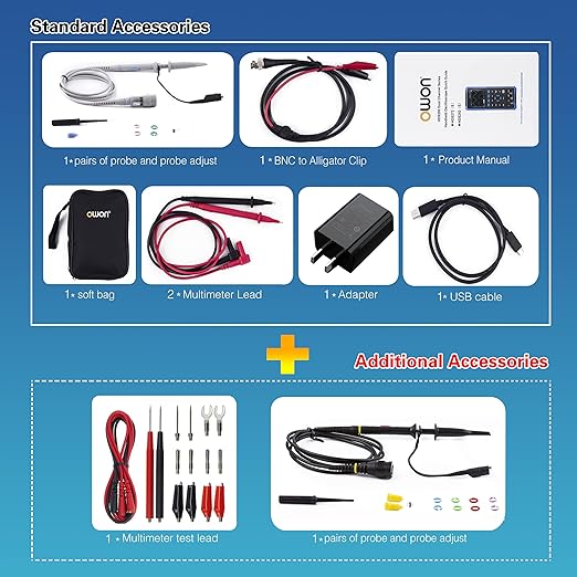 HDS272 Oscilloscope, 70MHz Bandwidth Dual Channel Oscilloscope Multiumeter, 2 in 1 Function 20,000 Counts Multiumeter 3.5" LCD for Electronic Measurement Circuit Design, Test, Repair