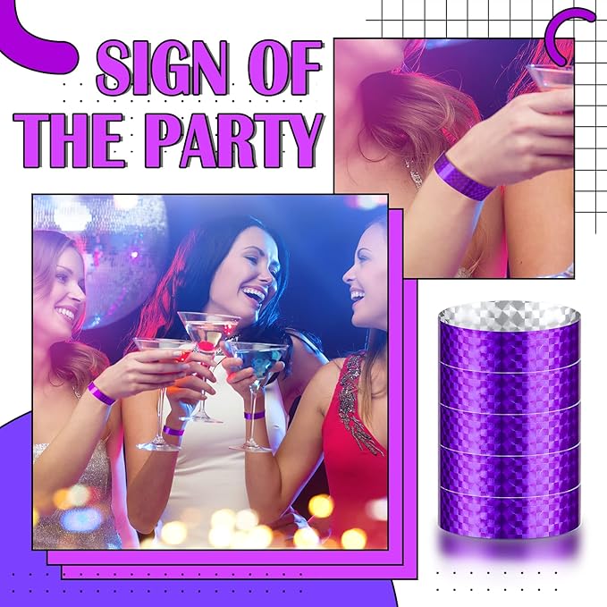 Epakh Paper Wristbands Neon Wrist Bands Waterproof Handbands for Events Lightweight Concert Wristbands Neon Colored Adhesive Wrist Band for Party