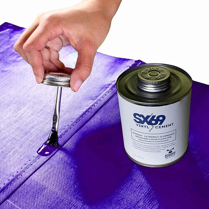 SX 69 Vinyl Repair Kit | Inflatable Bounce House Repair Kit | Includes 8 Ounce Adhesive and Vinyl Roll | for Flexible, Waterproof Repairs of Tears, Punctures, and Holes