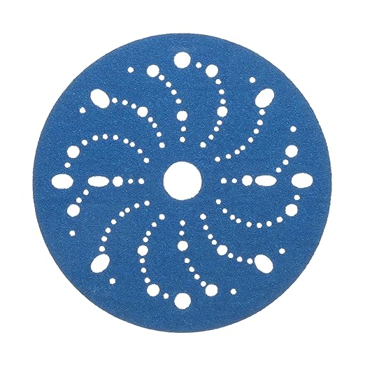 3M Hookit Blue Abrasive Discs 36172, Multi-Hole, 6 in, 80+ Grade, Pack of 50, Virtually Dust-Free, for Auto Sanding, Body Repair, Featheredging, Primer Sanding, Paint Preparation, E-Coat Sanding