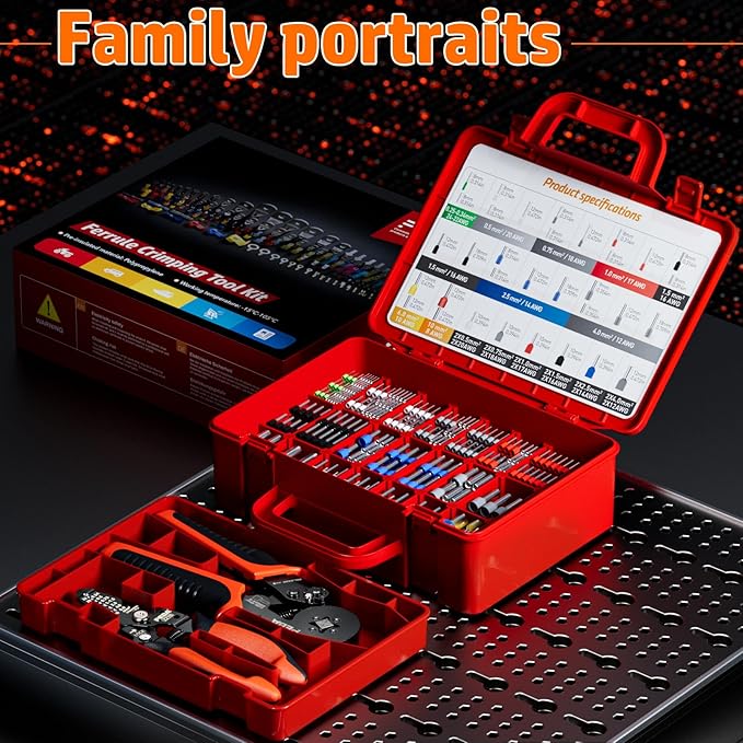PEBA Ferrule Crimping Tool Kit, 33 Sizes Ferrules Terminal, Self-Adjusting Crimp Pliers for AWG 28-7 Wire Ferrules, Wire Strippers | Wire Crimper - Electrical Connector Pliers - Ratchet Crimp Tool Set