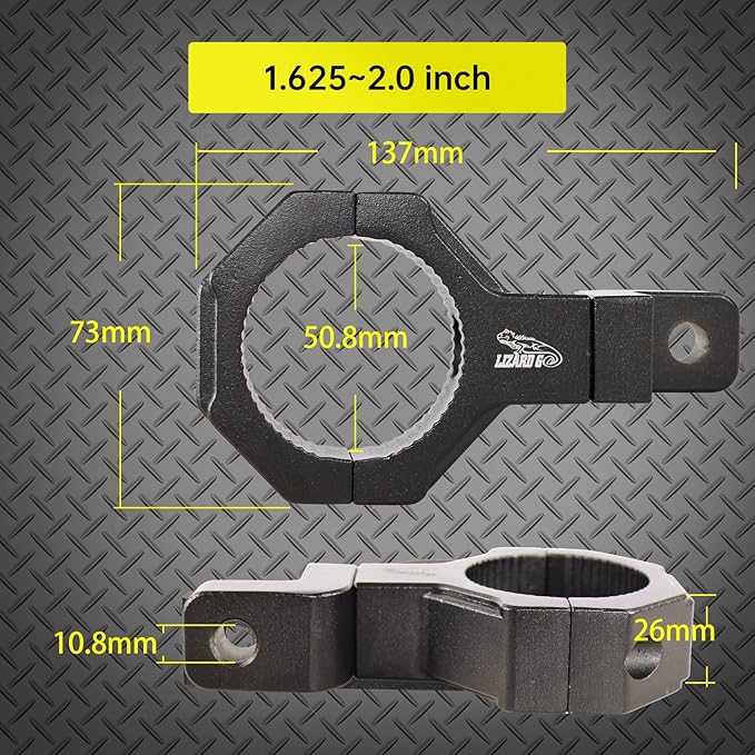 Tube Clamp Univesal 360 Degree Mount Horizontal Bar Clamp 1.625 inch,1.75 inch,1.875 inch,2.0 inch,Roll Bar Clamp for LED Light Bar,Cube Lights,ATVs Whips (4Pack)