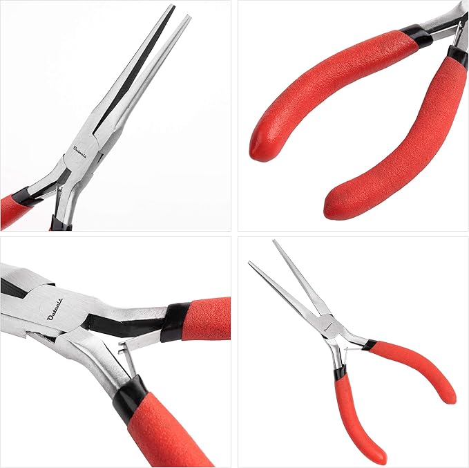 Needle Nose Pliers 6 Inch - Precision Pliers with Extra Long Tapering and Non-Serrated Jaws for Jewelry Making, Bending Wire and Small Object Gripping - Pack 1