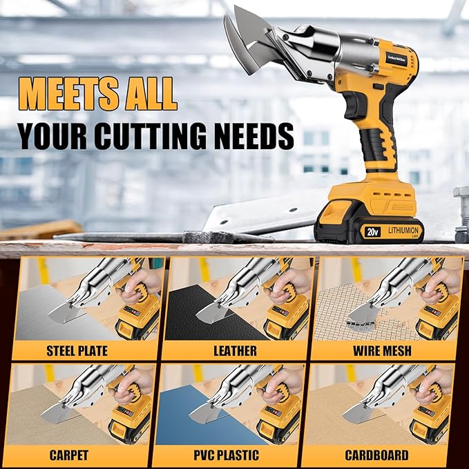 Cordless Sheet Metal Cutter Brushless for De-walt 20v Max Battery(Tool Only), Metal Shears 360 Degree Pivoting Head, Electric Metal Scissors for for Cutting Stainless Sheet, Metal, Iron, 221 Ft-Lbs