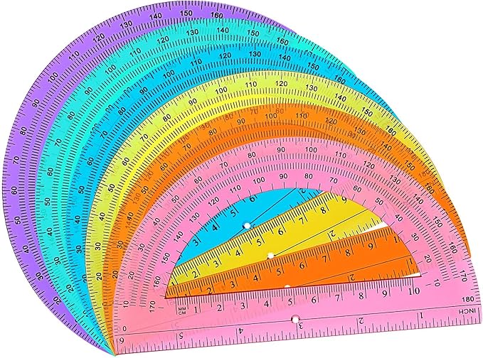 Zonon 200 Pieces Protractors Bulk Plastic 180 Degrees 6 Inch Translucent Protractors for Geometry, Angle Measurement, Students School Supplies