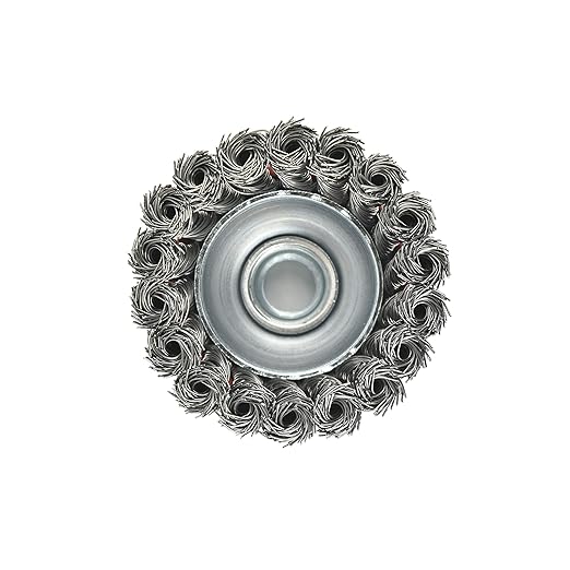 2 Pieces - 3 Inch Twisted Knotted Wheel Cup Brush with 5/8"-11 Threaded Arbor for Angle Grinder, Max RPM 12,500, Heavy-Duty Conditioning for Metal - 0.020in Carbon Steel for Rust Removal, Abrasives