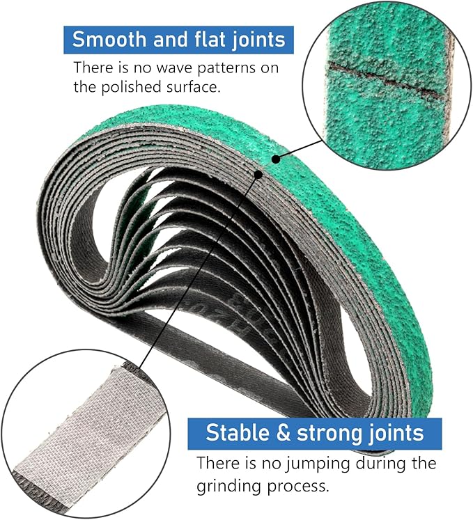 3/8" x 13" Zirconia Sanding Belts for Air Belt Sander, 3/8 x 13 Inch Sanding Belts 40 Grit for Belt Sander, Woodworking, Metal Polishing, Derusting, 20-Pack