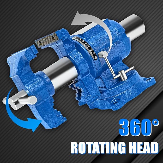 5-Inch Heavy Duty Bench Vise Ductile Iron Bench Vise 360° Multi-Purpose Bench Vice with Anvil, Clamp force 4000KG, Blue