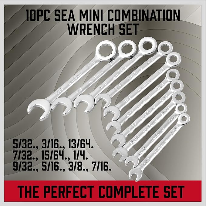 Premium Midget Wrench Set - 22-Piece Mini Combination Wrench Set Metric & SAE Ignition Wrench Sets 4-10mm & 5/32'' to 7/16'' Lightweight Small Carry Pouch