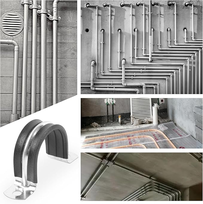 3/4 Inch Reinforced Rigid Pipe Strap, 20 PCS 2 Holes U Bracket Cable Clamp Hanger, Rubber Cushioned Insulated Clamp, Conduits Strap Clamps for Pipe Fixing on Various Surfaces(20mm)