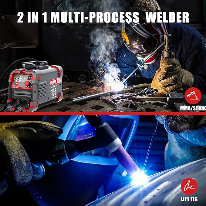 AWT Stick Welder 155Amp Mini Welder 2 in 1 ARC Welder/Lift TIG Welding Machine 110/220V with VRD, Digital Display IGBT Inverter Welder Portable MMA Welder Machine with Hot Start,Arc Force, Anti-Stick