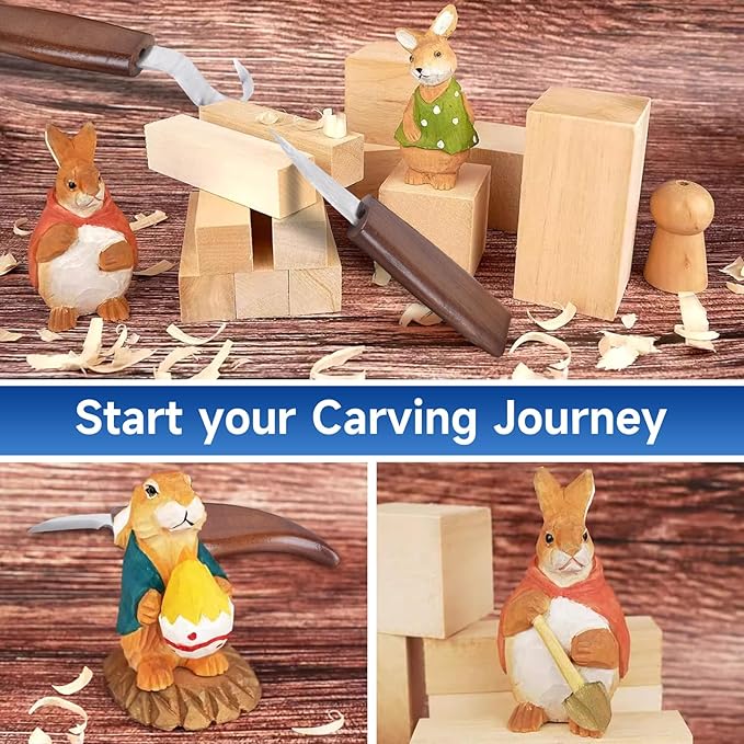 Wood Carving Tools, 26pcs Hand Carving Tool Set Wood Whittling Knife Kit with 3pcs Templates & 8pcs Wood Carving Knives 3 for DIY Sculpture Carpenter Experts & Beginners