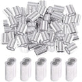 Glarks 50Pcs 1/4''(6mm) Aluminum Crimping Loop Sleeve Wire Rope Sleeves Double Barrel Ferrule for Wire Rope and Cable Line End (1/4''-50Pcs)