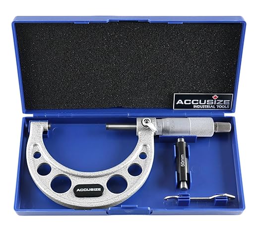 Accusize Industrial Tools 50-75mm by 0.01mm Ultra-Precision Outside Micrometer, EG00-0075