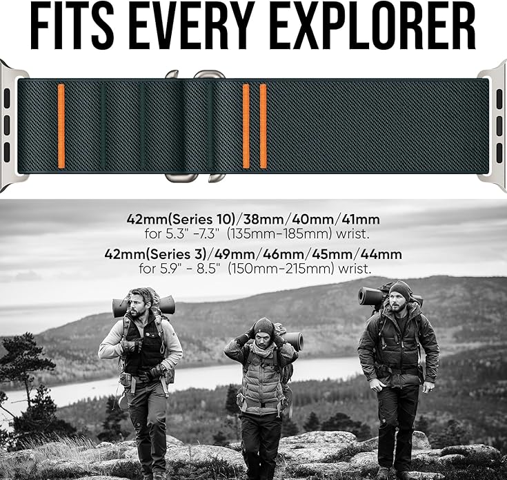 Suitisbest Sport Bands Compatible with Apple Watch Ultra Band 49mm 46mm 45mm 44mm 42mm 38mm 40mm 41mm Men Women, Stretchy Nylon Sport Loop Strap with S-Hook for iWatch Series 10 Ultra SE 9 8 7 6 5 4 3