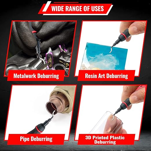 AFA Tooling - Extendable Neck Deburring Tool with 30 Extra Swivel Blades - Works on Metal, Resin, PVC Pipes, Copper, Plastic and 3D Printed Edges - Plumbing & 3D Printing Burr Removal Reamer Tool