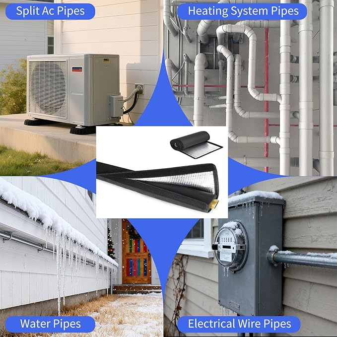 Ac Line Insulation, 78.7x11.8 inch 600D Oxford Air Conditioner Line Insulation, 3 Layer HVAC Copper Pipe Insulation Cover, AC Pipe Insulation Wrap for Outside