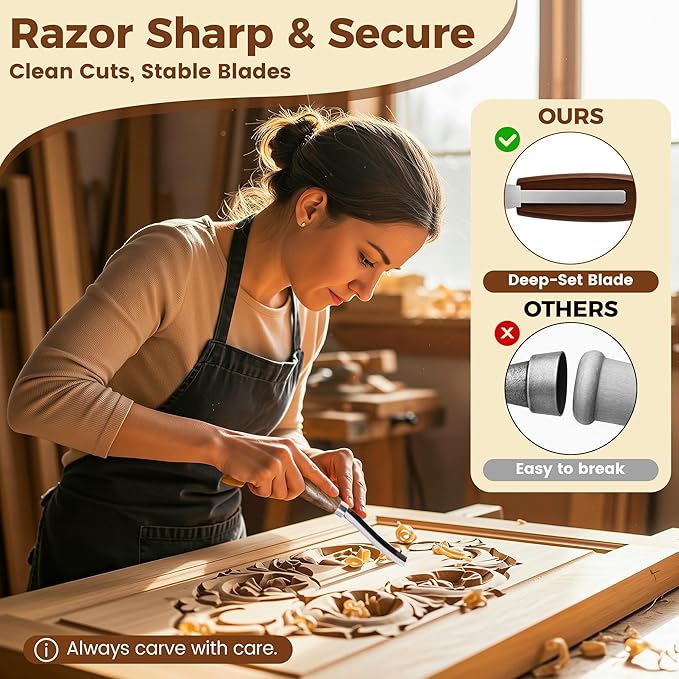 18PCS Wood Carving Kit for Beginners & Enthusiasts – Whittling Knife Set with Toll Roll Tote, Safety Gloves, Sharpening Stone, Leather Strop – Wood Carving Tools Set