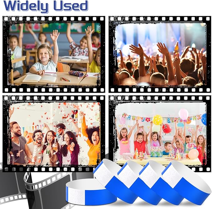 2000 Pcs Paper Wristbands for Events Waterproof Neon Blue Wrist Bands Adhesive Concert Identification Wristbands Hand Bands for Events(Blue)