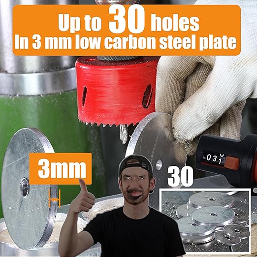 3-5/8” HSS Bi Metal Hole Saw Cutter with Arbor Heavy Duty Hole Saw Bit for Wood Drywall Plastic Aluminum Mild Steel Iron Metal Stainless Steel