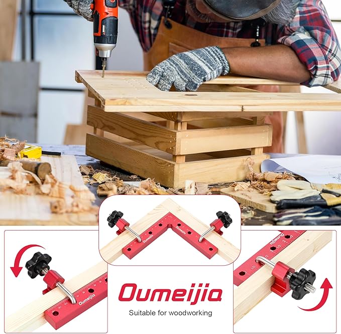 90 Degree Positioning Squares, Right Angle Clamps for Woodworking 5.5" x 5.5"(14 x 14cm), Aluminum Alloy Corner Clamps, Clamping Squares Tool for Picture Frame Box Cabinets Drawers