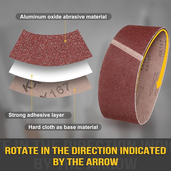 6 x 80 Inch Sanding Belt, 2 Pcs 60 Grit Knife Sharpener Belts Work Sharpening for Belt Sander Knife Carving Tool Metal Working