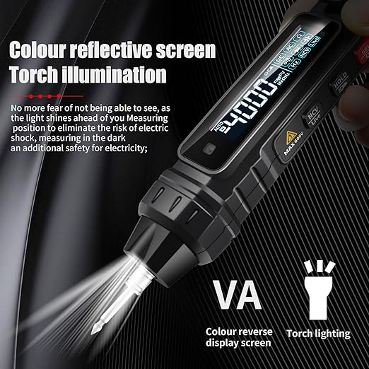 Pen Type Digital Multimeter Voltage Tester NCV Non-Contact Meter 600V Voltmeter, Measure AC DC Voltage Resistance Diode Capacitor Frequency Continuity for Electrician Tools