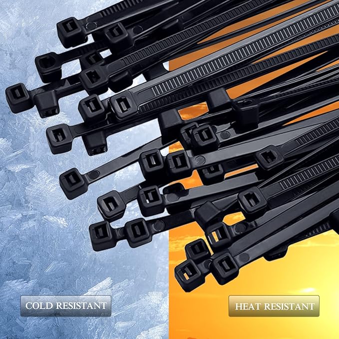Zip Ties 14 inch 200 Pack, Black Cable Zip Ties 50 lbs Tensile Strength Nylon Self-Locking Wire Ties Wraps for Outdoor and Indoor Use by ECRABONE