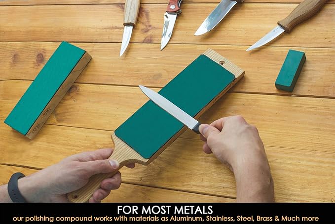 BeaverCraft Stropping Compound - Fine Green Polishing Compound Kit 2 Bars 4 Oz for Leather Strop Honing Buffing Compounds 100g PP02