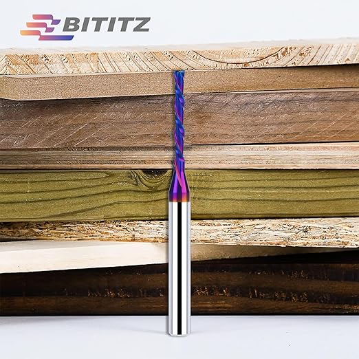2PCS 1/4 Inch Shank 1/8 Inch Dia Downcut Spiral Router Bit - 1 Inch Cutting Length 3 Inch Overall Length| CNC Router Bits for Woodworking, Mortising, and Engraving