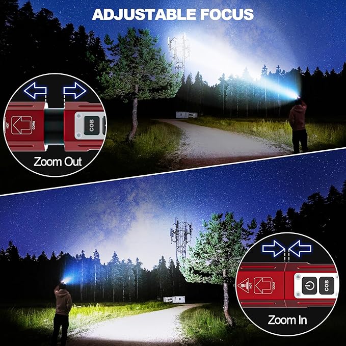 Rechargeable Flashlights High Lumens - Super Bright Small Pocket Magnetic Flashlight, 8 Modes LED Tactical Flash Light, Dual Button Powerful Flashlight for Camping (1, Red)