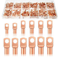 Ferraycle 200 Pieces Copper Battery Wire Lugs 12 Sizes Battery Cable Ends Eyelets Tubular Ring Terminal Connectors for Automotive Supplies