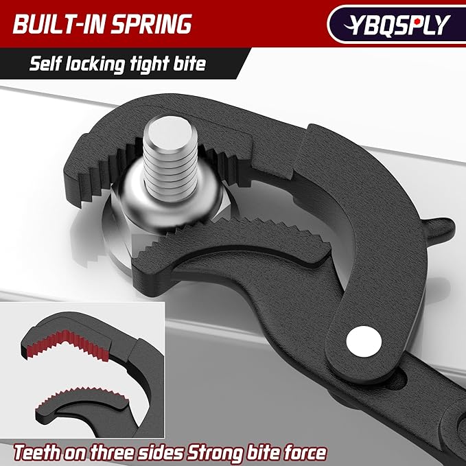 Pipe Wrench Set, 10” and 15” Self Adjusting Wrench 2-Piece Plumbing Tools - Pipe Vise Wrench Basin Wrench for 0.55“-2.48”/14-60mm Standard Nuts, Irregular Nuts, Pipes Use