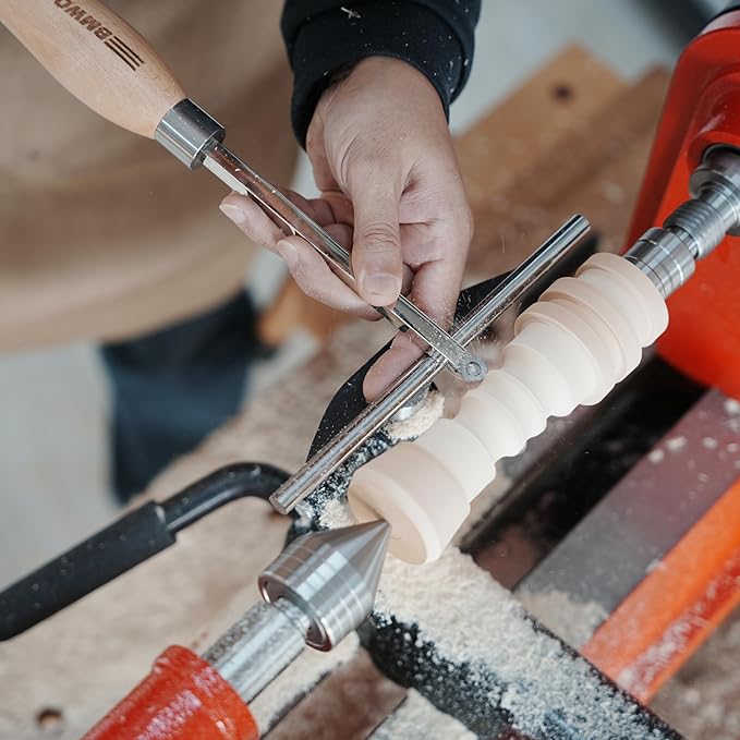 Overall length:18 3/4" Carbide Tipped Finisher Chisel For Woodturning, Beech handle length: 12 1/2", Tool bar length: 6 1/4", Tool bar thickness: 10mm (3/8") Square, with 12*2.5mm-30°TCT ROUND BLADE