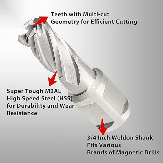 S&F STEAD & FAST Annular Cutter, 9/16” Cutting Diameter x 1” Depth of Cut for Magnetic Drill Press, Mag Drill Bits with Pilot Pin