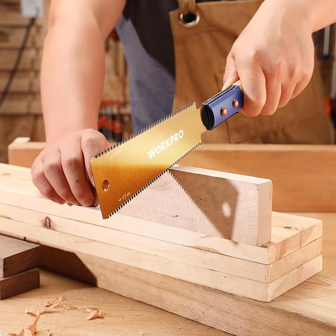WORKPRO 6 Inch Japanese Pull Saw, Double-Edged Hand Saw for Wood Cutting with 14&17 TPI, SK5 Flexible Blade, Non-Slip Beech Handle for Woodworking