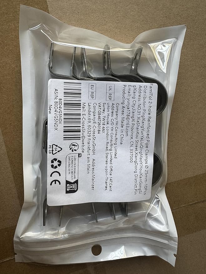 SS304 Conduit Clamps 1 Inch, 2-holes Pipe Bracket U Clamp for Cable/Water Pipe/Pipe, Heavy Duty Pipe Clamp | OD 1" | 10 pcs