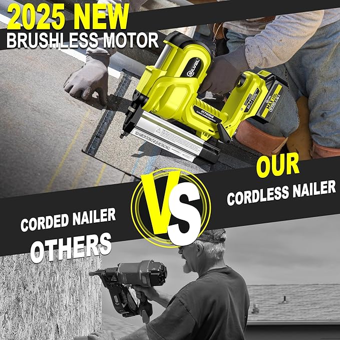 SILVEL 2" Cordless Brad Nailer, 2-in-1 21V Electric Brad Nailer with 2 * 2.0Ah Battery, 1000pcs Nails, 18GA Staples, Adjustable Depth for Woodworking, Home Improvement, Green